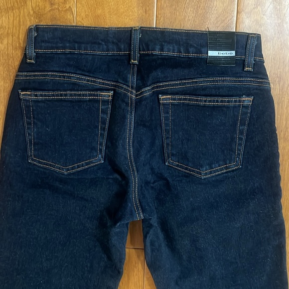 Bebe Y2K Boot Cut Low-Rise Jeans Size 28 Dark Wash Flare Casual Retro - Picture 9 of 13